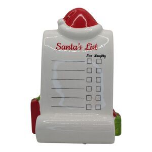 Vintage Style Ceramic Santa's List Naughty & Nice Scroll Christmas Decor